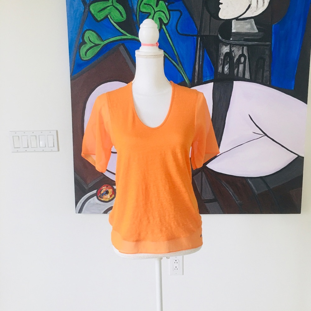 $80 ARMANI EXPERIENCE LINEN TOP SUZE S